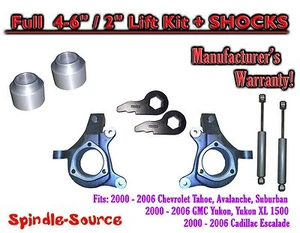 4-6" / 2" Lift Kit Spindles Spacer SUVs + SHOCKS FOR 00 - 06 Chevrolet GMC 1500 - Picture 1 of 1
