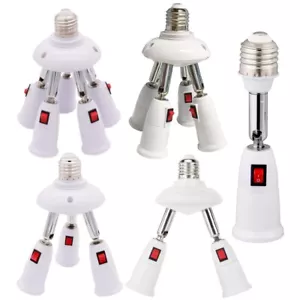 E26/E27 Light Bulb Socket Splitter Adjustable Bulbs Socket Connector with Switch - Picture 1 of 20