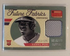 2013 Panini America's Pastime Future Fabrics Yasiel Puig 13/125 Jersey Rookie RC