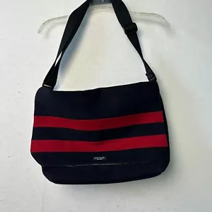 Kate Spade Handbag Purse Wool Navy Blue red stripe burberry lining satchel large - Picture 1 of 23