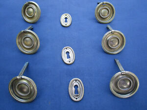 6 poignées anneaux dia. 4,5 cm ancien 3 entrée Louis XVI laiton tiroirs commode 
