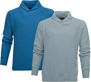  Herren Einfacher Pullover Schal Hals 100 % Baumwolle Strick Top Pullover Pullover M - 2XL - Bild 1 von 4
