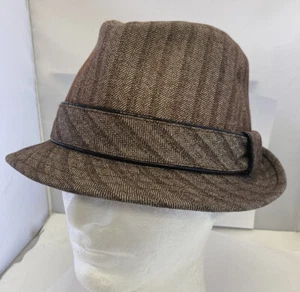 Scala Pronto Herringbone UNISEX Fedora Brown HAT Dress Up Party Attire One Size - Picture 1 of 10