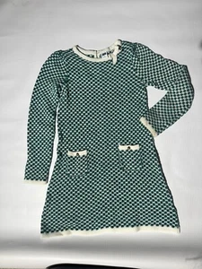 Janie and Jack girls 5 sweater dress green emerald checkered winter outfit - Picture 1 of 5
