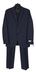 Kenneth Cole Reaction Men's Slim-Fit 2-Piece Suit Navy Blue Plaid 40L 33x32 NWT - Picture 1 of 10