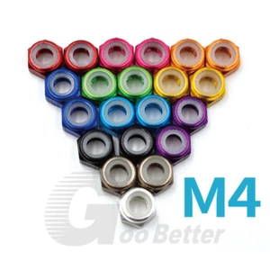 M4 Aluminum Alloy Lock Nuts Nylon Insert Lock Nuts Hex Locknut Metric Multicolor - Picture 1 of 8