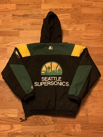 VTG 90s Starter NBA Seattle Supersonics Hooded Parka Jacket Rare Adult Large Cover