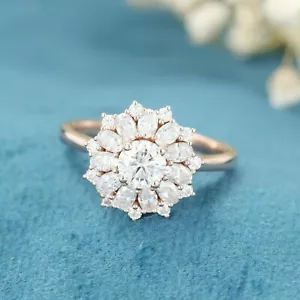 Anello di fidanzamento diamante simulato taglio rotondo 2,00 ct placcato oro giallo 14K - Foto 1 di 5
