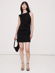 Banana Republic 6P Tech-Stretch Draped Shift Dress Petite Black #743576 - Picture 1 of 14