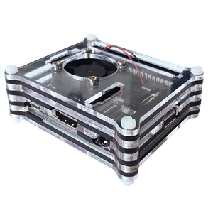 Gehäuse für Raspberry Pi 3 A+ mit Lüfter, stackable, transparent/schwarz - Afbeelding 1 van 4
