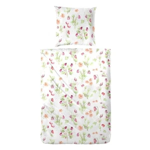 Hahn Polycotton Bettwäsche Set Lila Blumen Aquarell Lila 135x200 + 80x80 cm - Bild 1 von 2