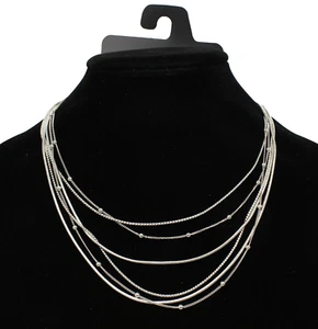 Neu silberfarbene Halskette mit mehreren Strängen aus Metall neu mit Etikett #N2634 - Bild 1 von 2
