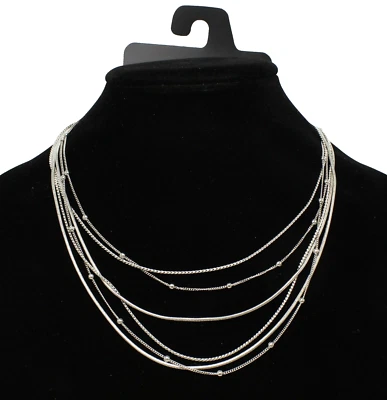Nuevo collar multihilo tono plata por metal nuevo con etiquetas #N2634 Foto 1 de 2