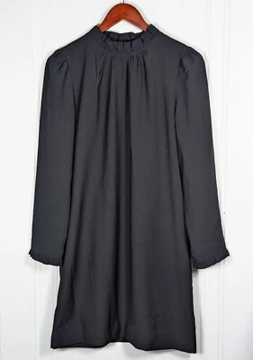 J. Crew Womens Size 6 Solid Black Dress Ruffle High Neck Long Sleeve Work Office - Image 1 of 3