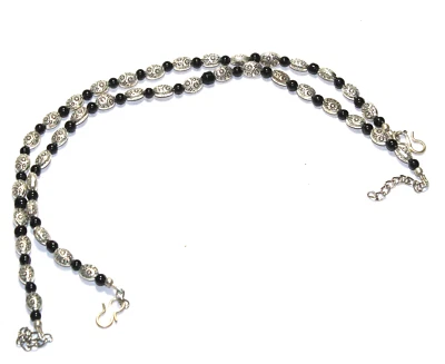 Tobillera nepalí hecha a mano con piedras preciosas de ónix negro tibetano joyería tamaño 11-12 pulgadas Foto 1 de 3