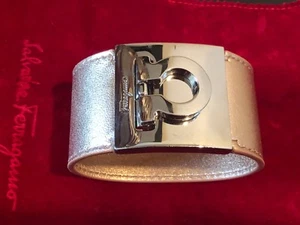NEW Salvatore Ferragamo Pelle Leather Brass Bracelet - Picture 1 of 4