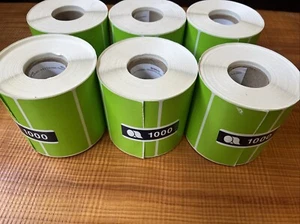 Menge x6: 4" x 2" BLUMENGRÜN Farbe Thermotransfer Etiketten 1000 Rollen - Bild 1 von 2
