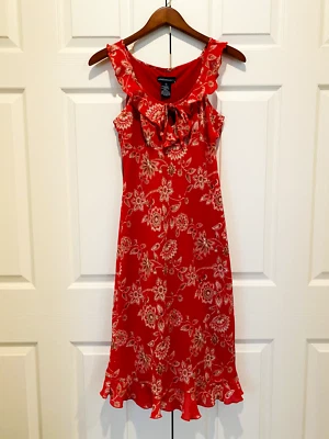 Vestido Jonathan Martin Y2K Rojo con Volantes Ribete Sin Mangas Talla 5 Nuevo con Etiqueta Foto 1 de 4