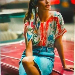 Anthropologie Maeve Romina Schal Blumenbluse Top klein - Bild 1 von 5
