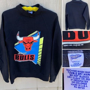 Vintage Chicago Bulls Sweatshirt SweaterTrench Mfg Co c 1989 NBA 1980s Size S - Picture 1 of 12