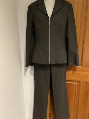 Terno calça Versace Jeans Couture cinza fumê lurex listrado 2 peças tamanho 40  - Imagem 1 de 4