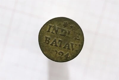 🧭 🇮🇩 NETHERLANDS INDIES BATAVIAN DUIT 1824 B66 #1712 - Image 1 of 2