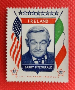 Barry Fitzgerald 1947 Hollywood Screen Movie Stars Stamp Trading Card - Picture 1 of 2