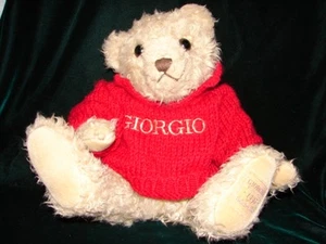 Oso de peluche marrón con suéter rojo vintage Giorgio of Beverly Hills Collector - Imagen 1 de 2