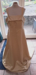 Busy B's Gold Satin ärmellos Brautjungfern Kleid Ballkleid passt Größe 16-18 - Bild 1 von 7