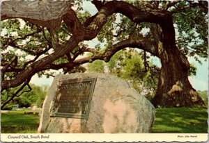 Council Oak South Bend Indiana Highland Cemetery c1970 Postcard - Picture 1 of 2