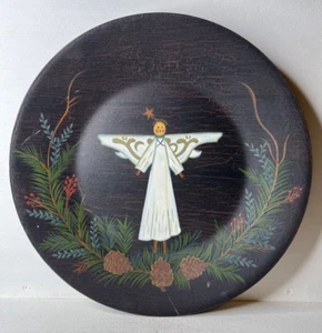 Primitive Country Rustic Decor Angel Plate by Donna White Hand Painting 12.75" - Picture 1 of 2