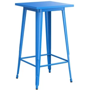 24'' Square Blue Metal Indoor & Outdoor Restaurant Patio Bar Height Table - Picture 1 of 5