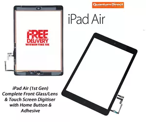 iPad Air (1st Gen) Complete Front Glass Digitiser Touch Screen Assembly - BLACK - Picture 1 of 4