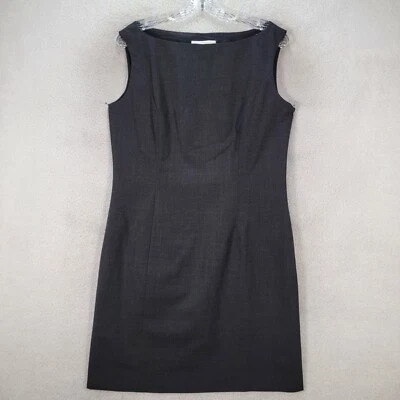 复古 Y2K Bloomingdales 女式连衣裙 10 码灰色羊毛混纺弹力经典换装 — 第 1/4 张图片