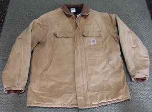 VTG Carhartt Traditional Duck Sandstone Tan Canvas Insulated Chore Coat 3XLT - Picture 1 of 9