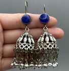 Unique Design Vintage Handmade Afghan Silver Earrings With Lapis Lazuli Stone