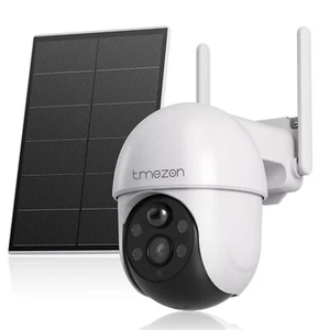 TMEZON 4MP Solar Battery Security Camera WiFi Two Way Audio PIR Motion Detect - Picture 1 of 10