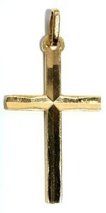 9ct Yellow Gold line detail cross pendant - Imagen 1 de 1