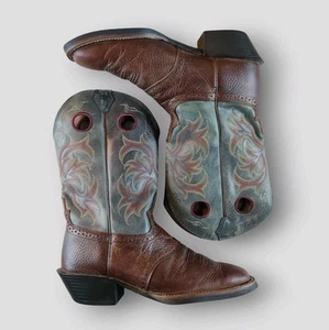 Justin Stampede Cowboy Boots Men's 11 D Square Toe Pull On Brown * Great Shape * - Picture 1 of 11