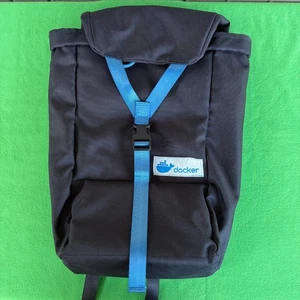 Backpack Laptop Backpack Black & Blue Color Docker Branded Logo ~15"x12" CLEAN - Picture 1 of 8
