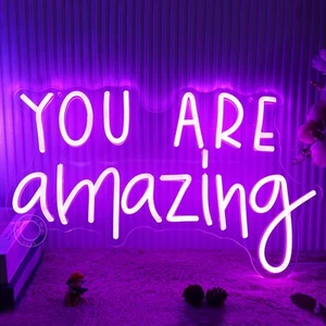 Purple You Are Amazing LED Neon Light Sign 5V Girls Boys Bedroom Living Room ... - Picture 1 of 7