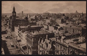 Australian B & W Postcard. "Elizabeth Street Showing G.P.O. Melbourne". Unused - Picture 1 of 2