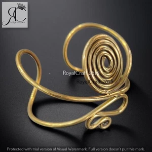 Brass Bangle Greek Spiral Bracelet Hard Adjustable Make Small to Medium Size - Picture 1 of 4