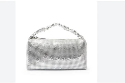 NINA Trixie -Bolso de hombro clutch de malla con asa acanalada T para mujer - PLATEADO Foto 1 de 4