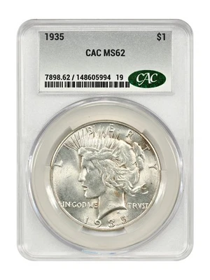 1935 $1 CACG MS62 - Peace Dollar - Image 1 of 4