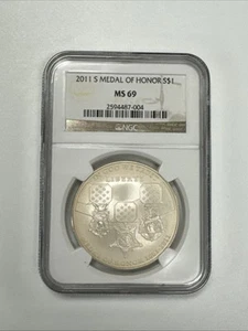 2011-S $1 Medal Of Honor Silver Dollar NGC MS69. - Picture 1 of 6