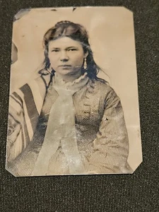Tintype Blue Tinted Scarf With Woven Blanket Ethnicity Unknown - Picture 1 of 2