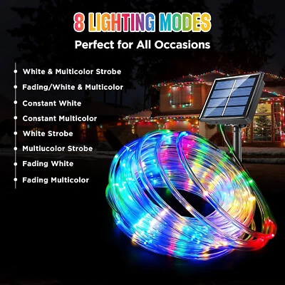 Solar 50/100LED Powered Rope Fairy String Lights Twinkle Outdoor Garden Xmas - Image 1 of 4