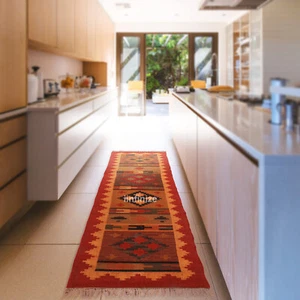 Handmade Kilim Runner Wool Jute Stair Rug Turki Kitchen Hallway Knitted Runner - Picture 1 of 4