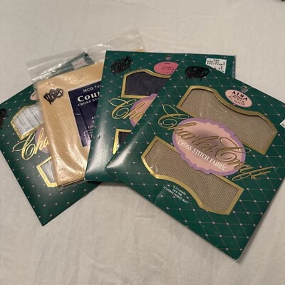 Lot Of 4 Counted Cross Stitch Fabric Packages 14 Count 12” X 18” - Image 1 of 4